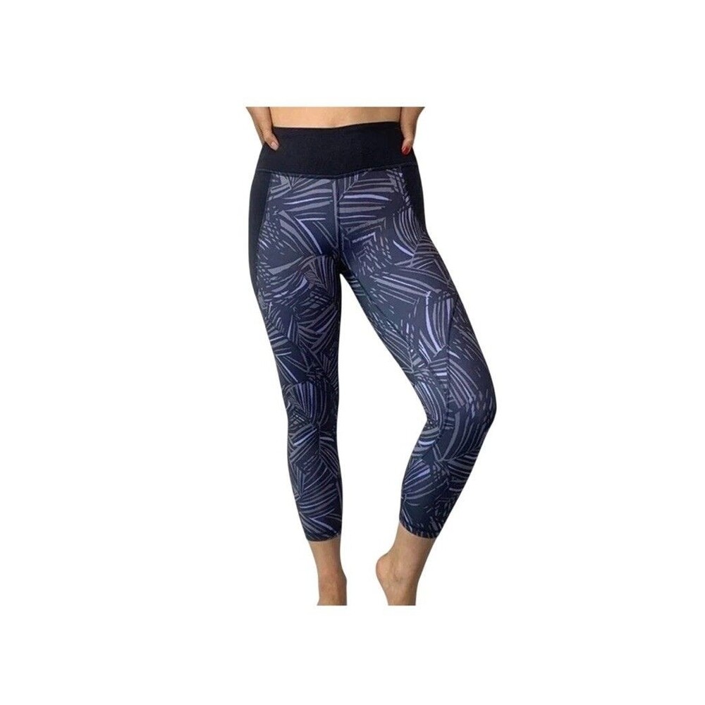 Patagonia Palm Leaf Print Leggings Size M cropped purple active Hiking running